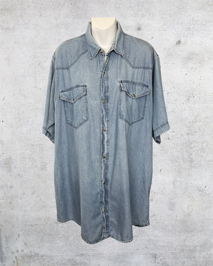 Real Work Wear Denim Western Shirt - Large Tall