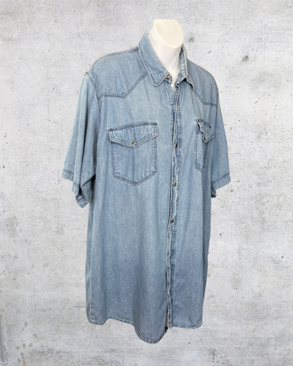 Real Work Wear Denim Western Shirt - Large Tall