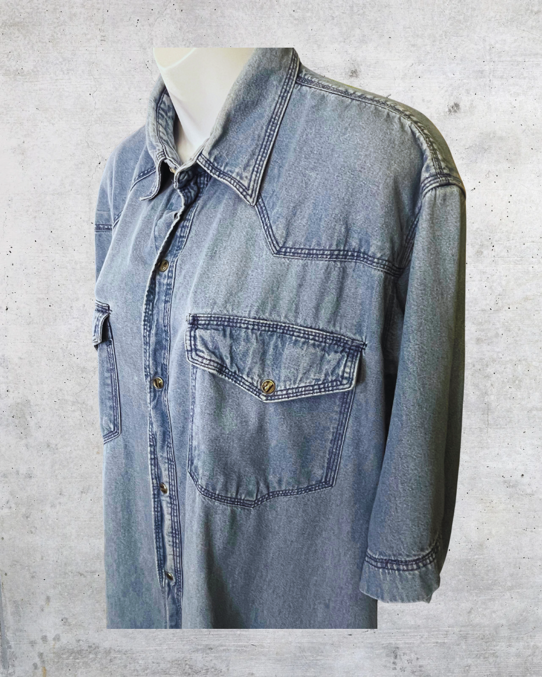Real Work Wear Denim Western Shirt - Large Tall