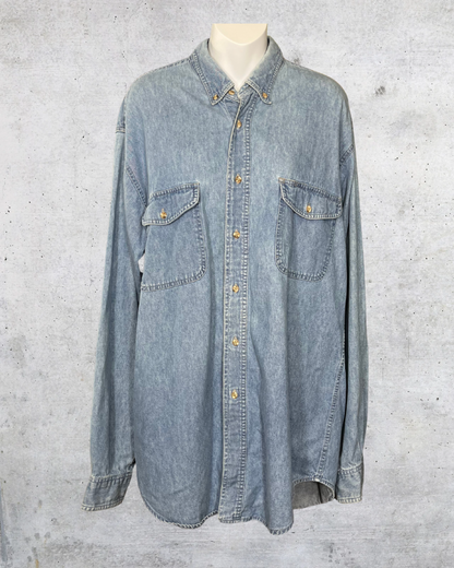 Eddie Bauer Light Wash Denim Button-Up - Large Tall