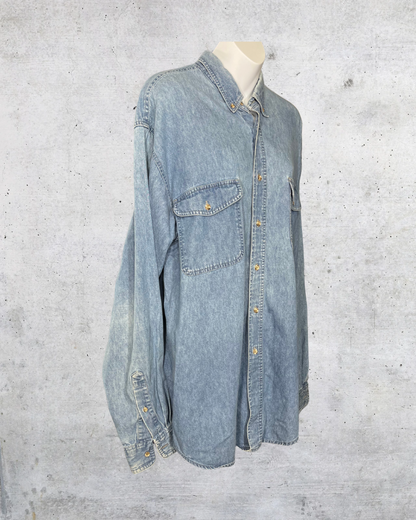 Eddie Bauer Light Wash Denim Button-Up - Large Tall