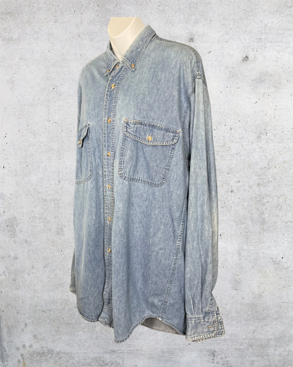 Eddie Bauer Light Wash Denim Button-Up - Large Tall