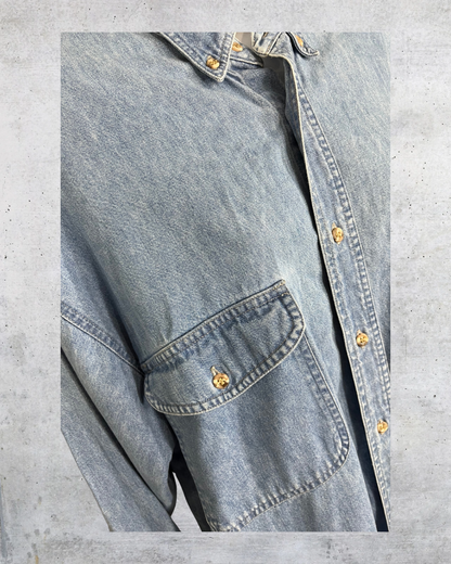 Eddie Bauer Light Wash Denim Button-Up - Large Tall