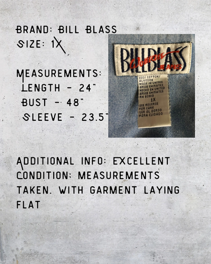 Vintage Bill Blass Embroidered Denim Shirt - 1X