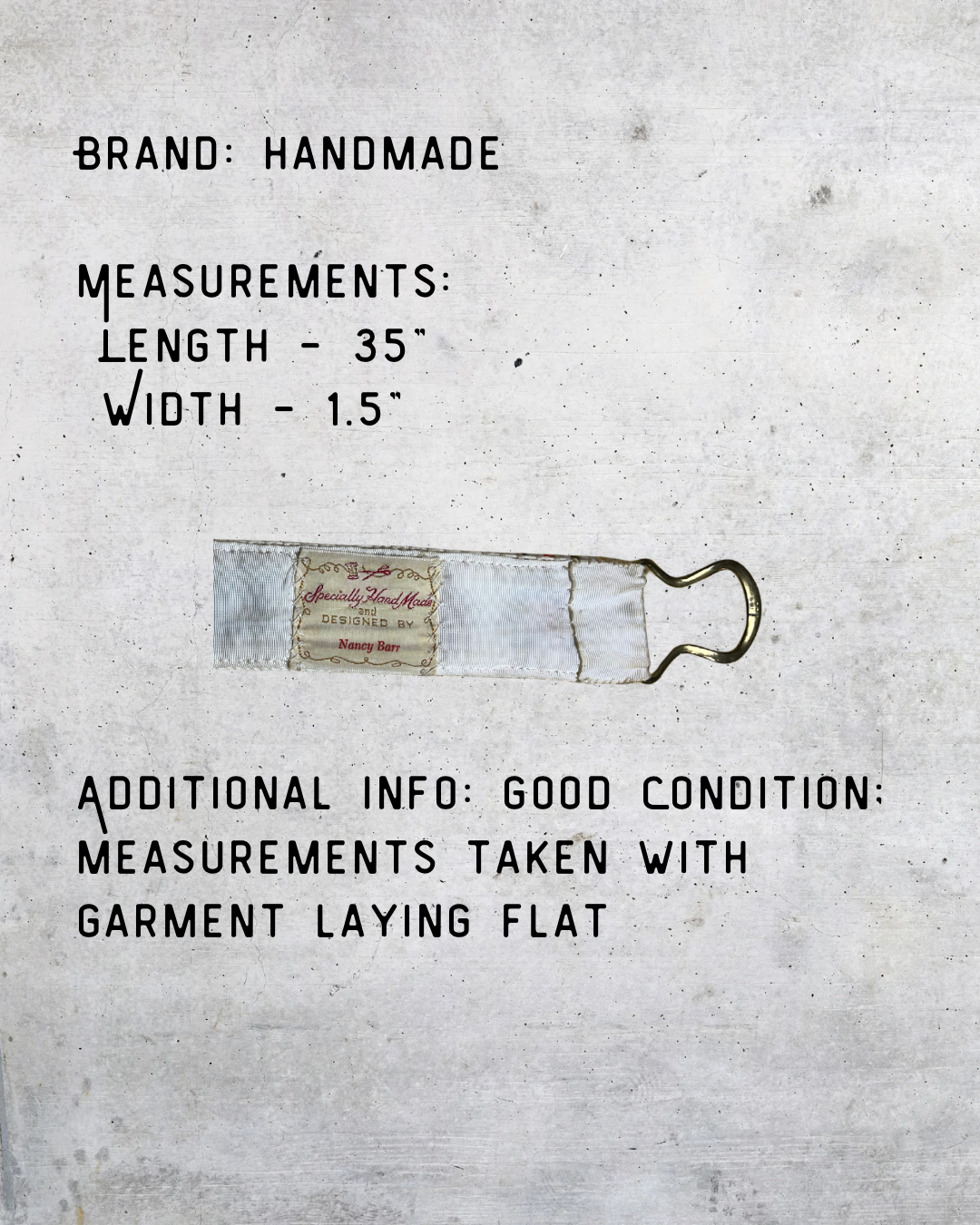 Vintage Handmade Embroidered Belt with Brass Rings - Small