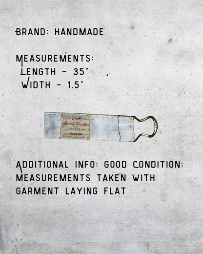 Vintage Handmade Embroidered Belt with Brass Rings - Small