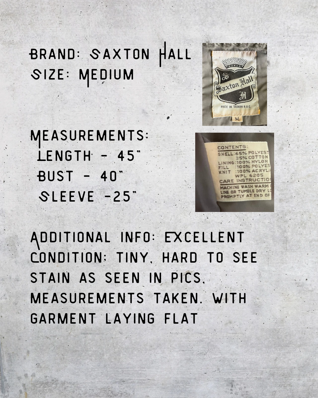 Vintage Saxton Hall Hooded Puffer Coat - Medium