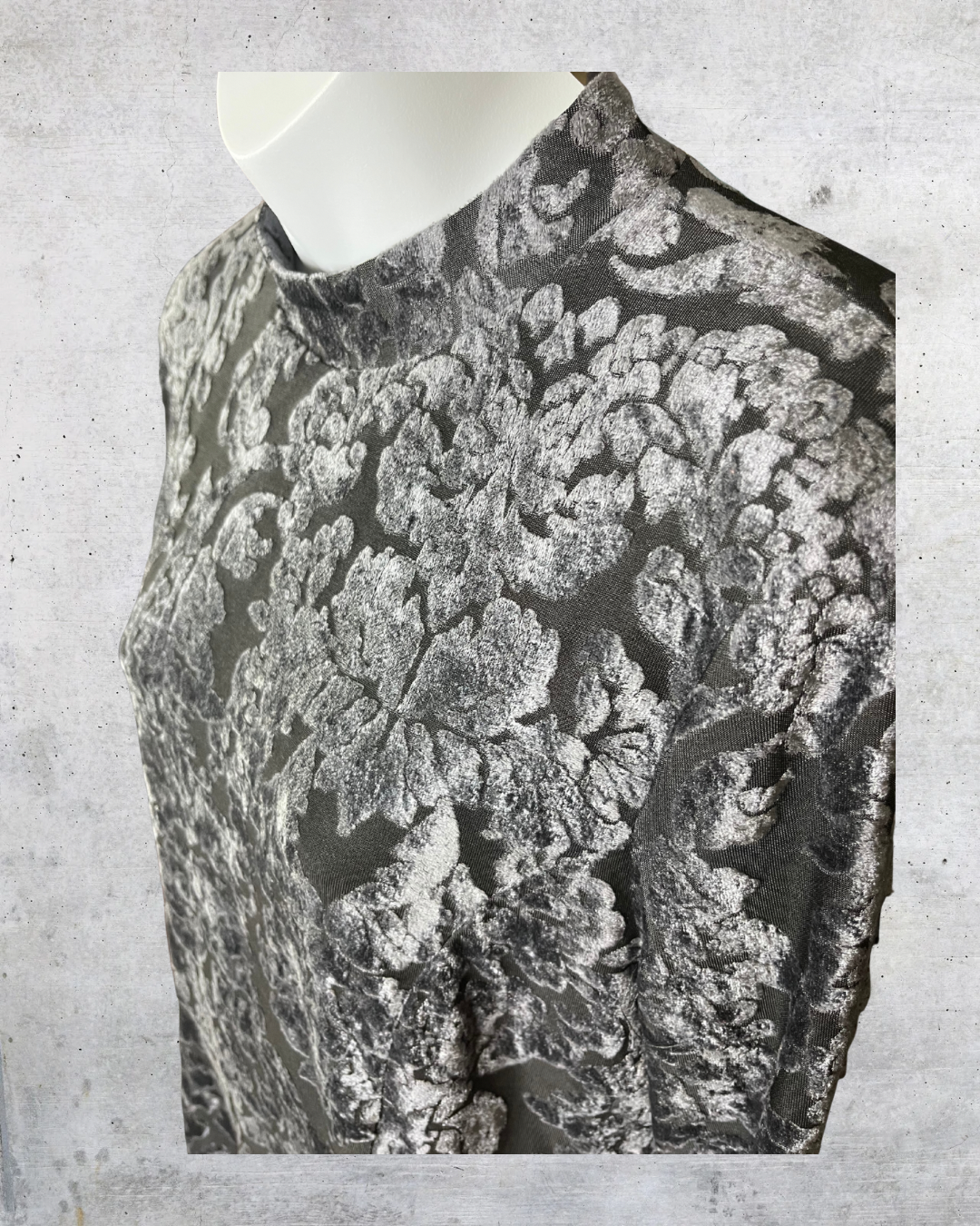 Silver Baroque Velvet Midi Dress - Medium