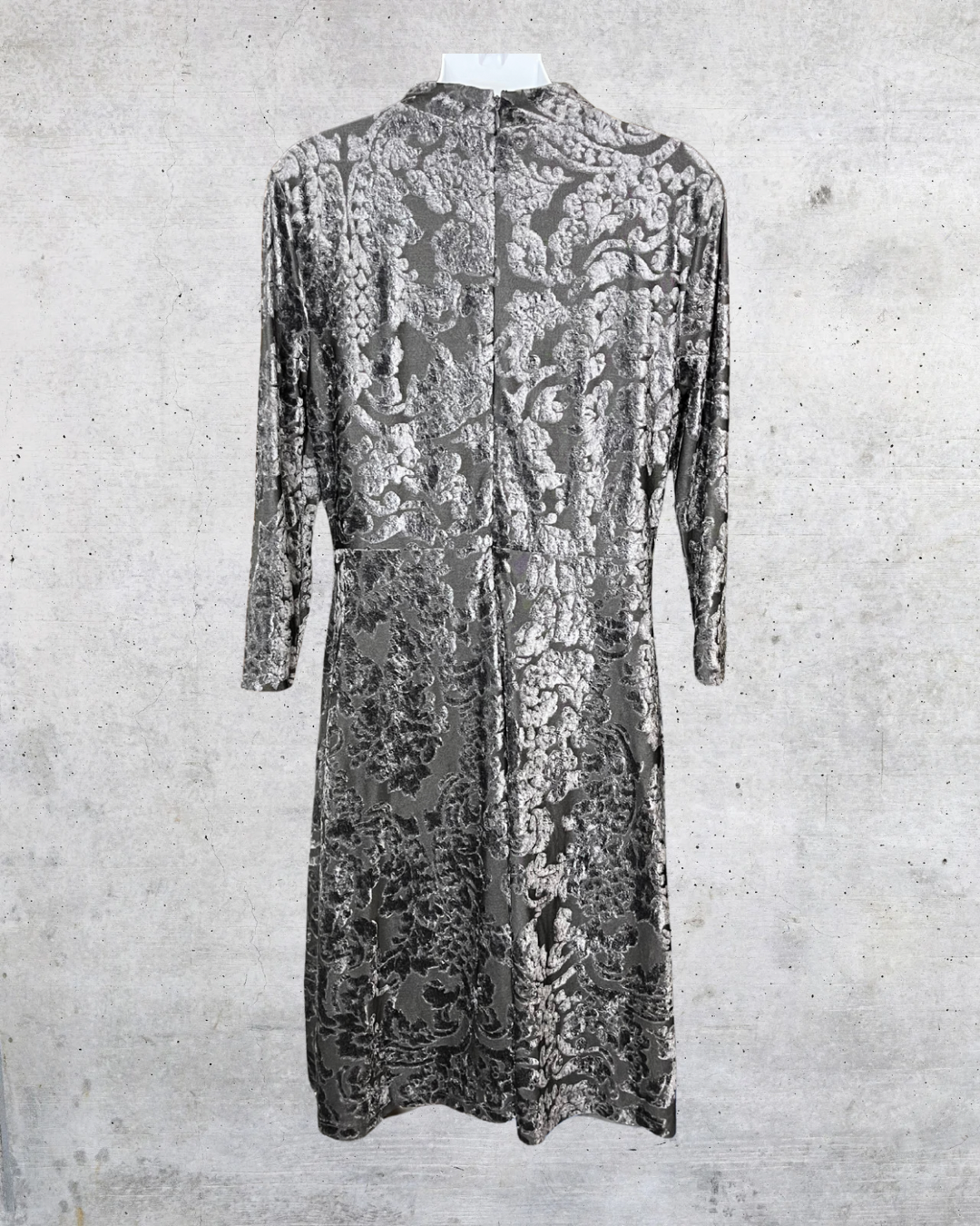 Silver Baroque Velvet Midi Dress - Medium