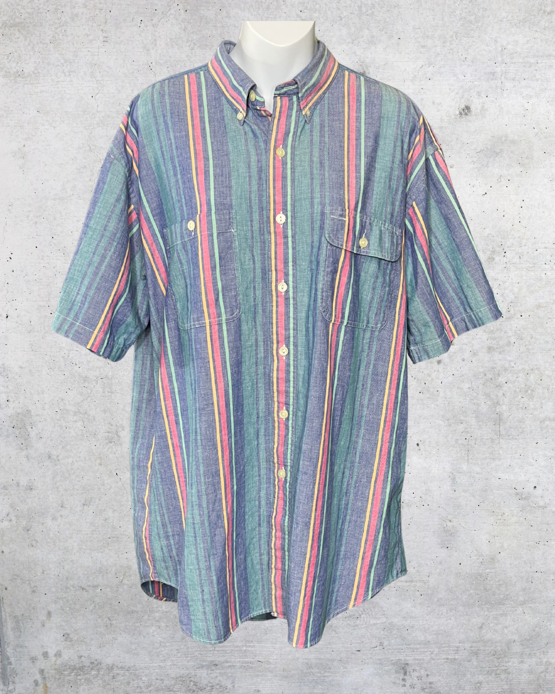 1990s Chaps Ralph Lauren Multicolor Striped Button-Up - Large