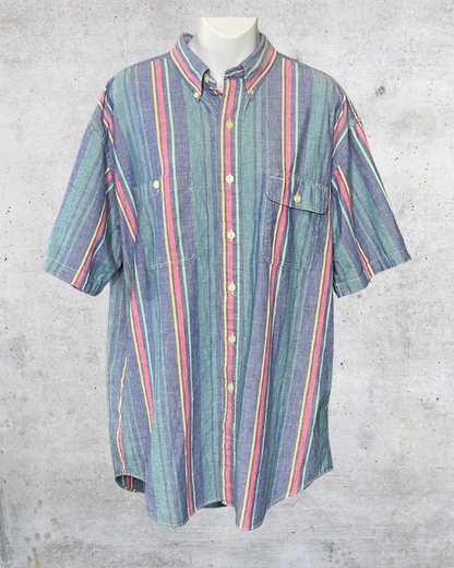 1990s Chaps Ralph Lauren Multicolor Striped Button-Up - Large