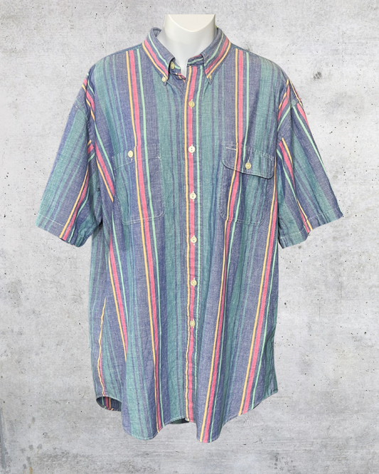 1990s Chaps Ralph Lauren Multicolor Striped Button-Up - Large