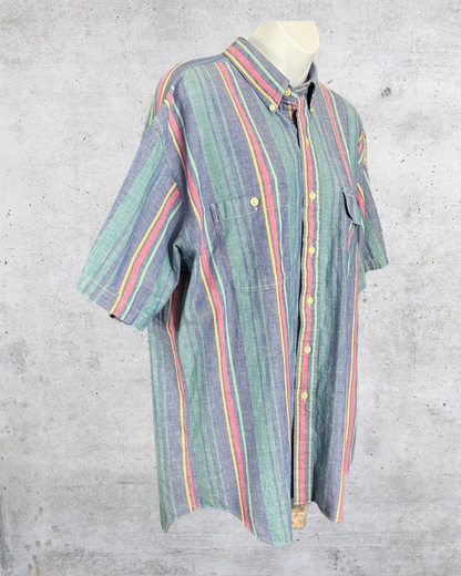 1990s Chaps Ralph Lauren Multicolor Striped Button-Up - Large