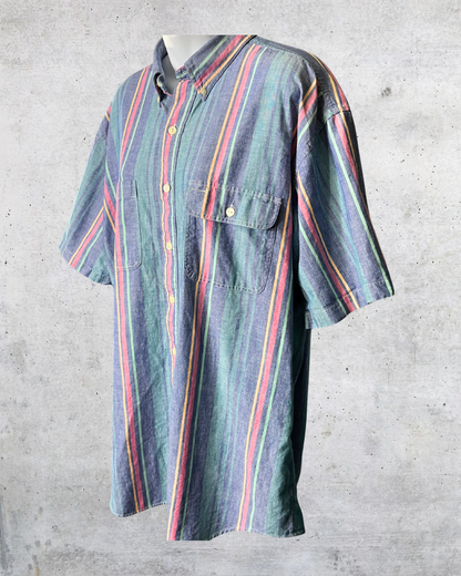 1990s Chaps Ralph Lauren Multicolor Striped Button-Up - Large