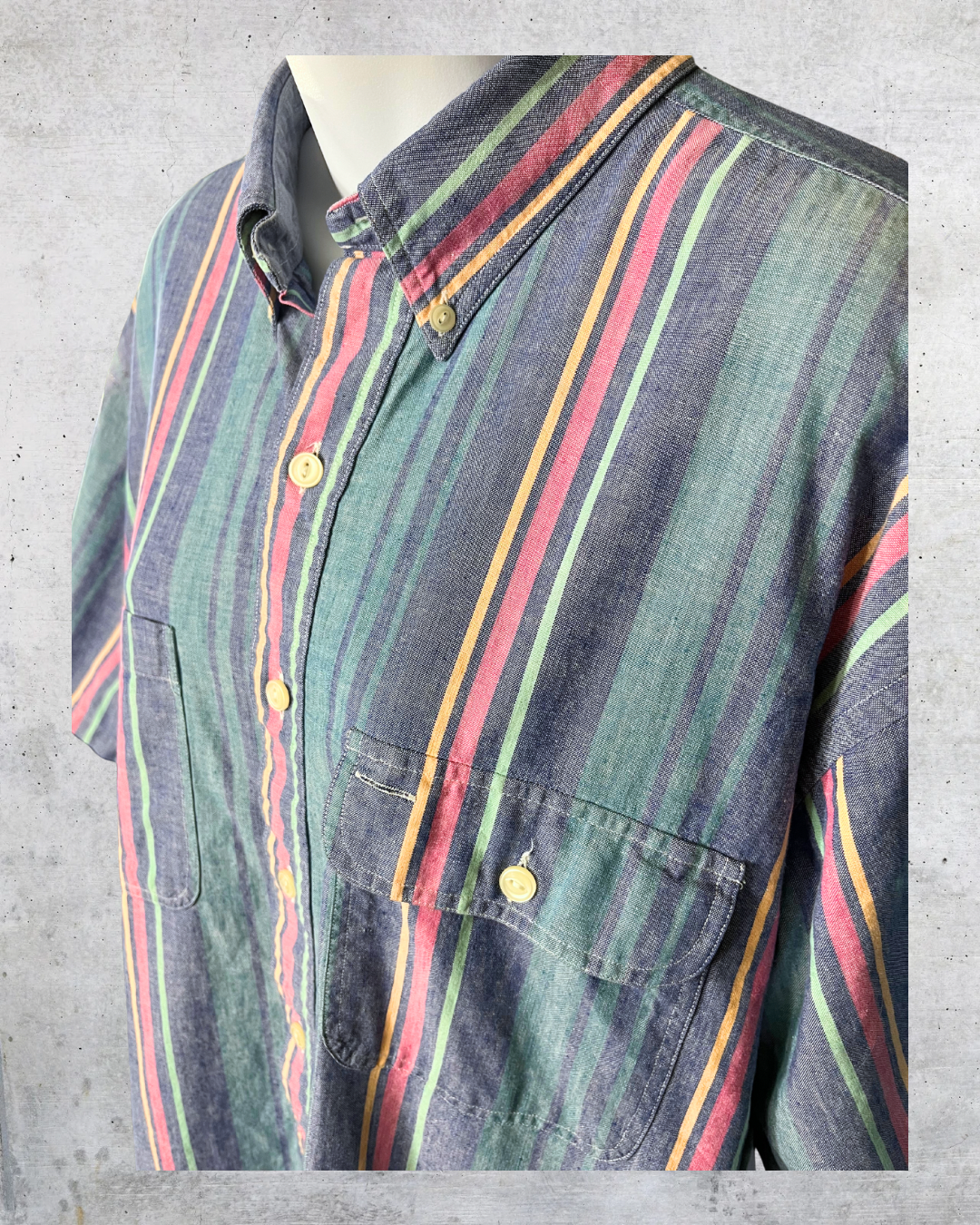 1990s Chaps Ralph Lauren Multicolor Striped Button-Up - Large