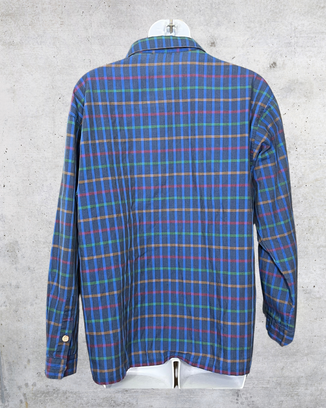 90s Multicolor Plaid Button-Up Shirt – Size 14