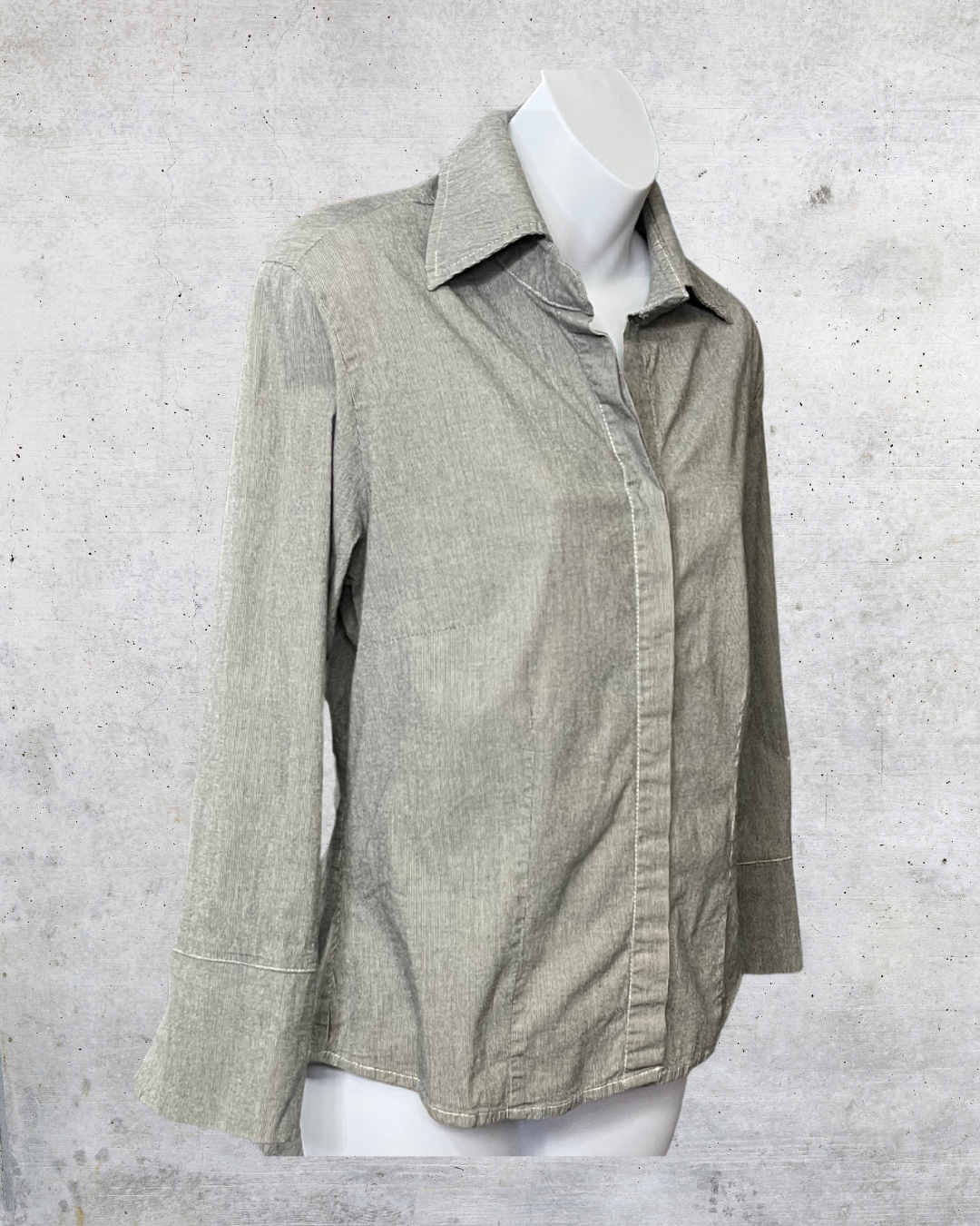 French Dressing Micro-Stripe Button-Up Shirt - Size 6