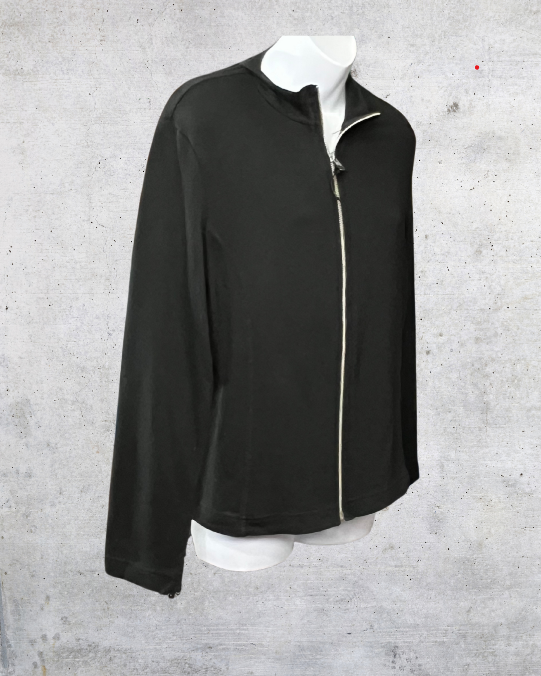 Black Minimalist Zip-Up Jacket - Medium