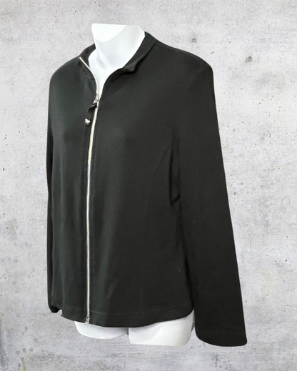 Black Minimalist Zip-Up Jacket - Medium