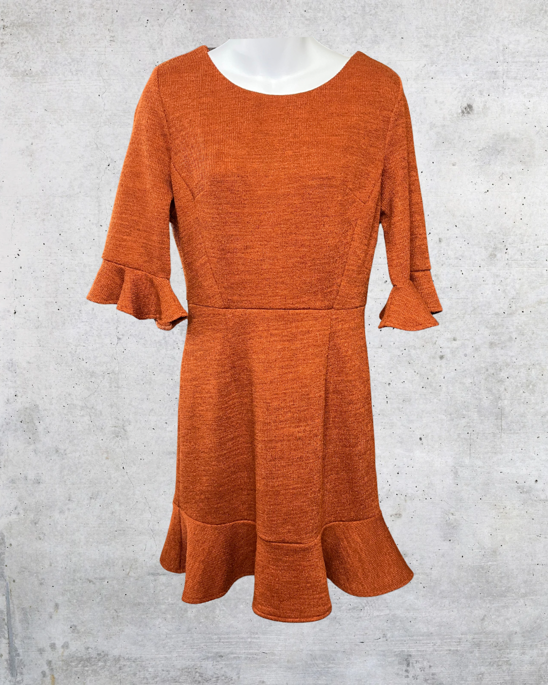 Rusty Ruffle Knit Fit & Flare Dress - Large