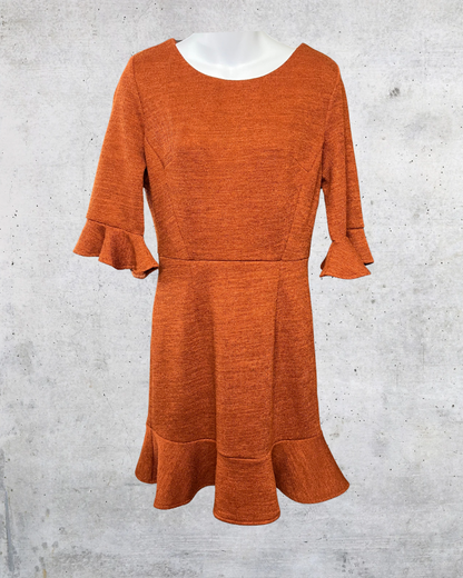Rusty Ruffle Knit Fit & Flare Dress - Large