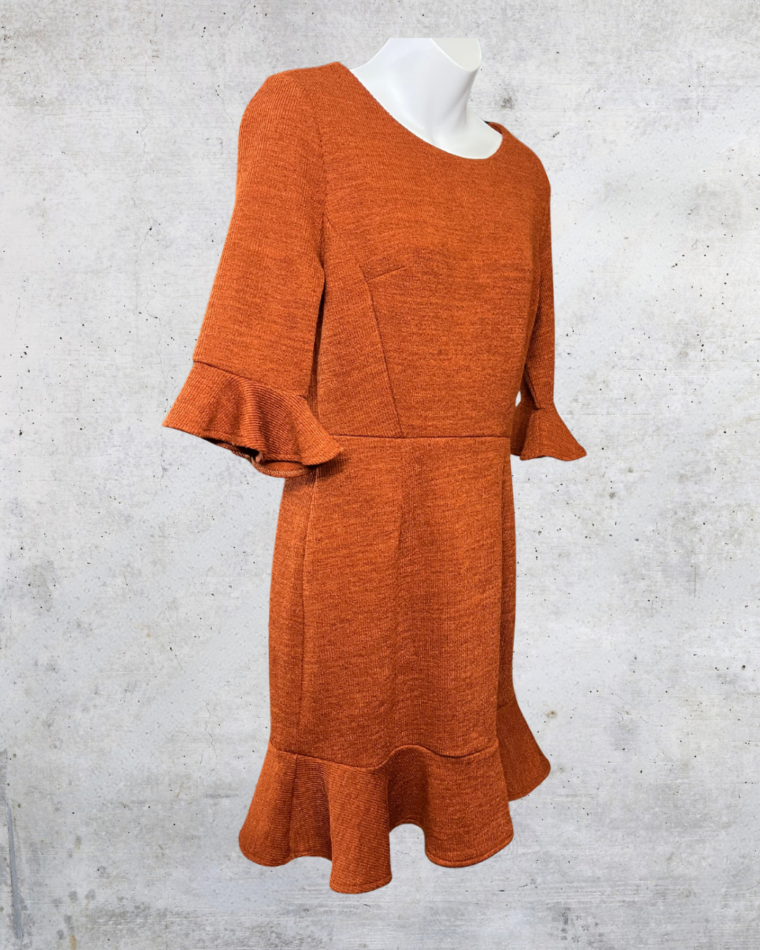Rusty Ruffle Knit Fit & Flare Dress - Large