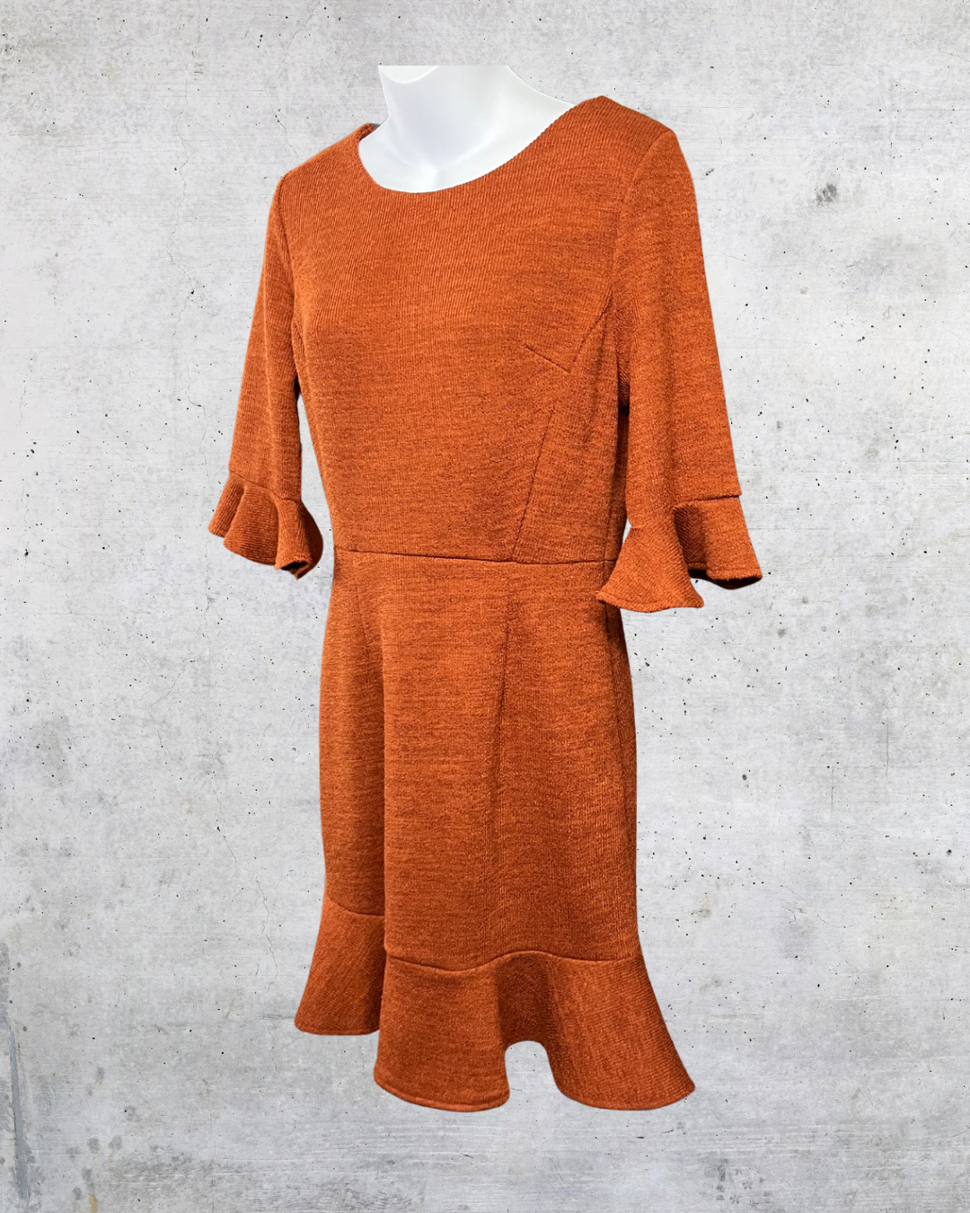 Rusty Ruffle Knit Fit & Flare Dress - Large