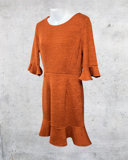 Rusty Ruffle Knit Fit & Flare Dress - Large