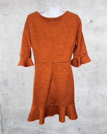 Rusty Ruffle Knit Fit & Flare Dress - Large
