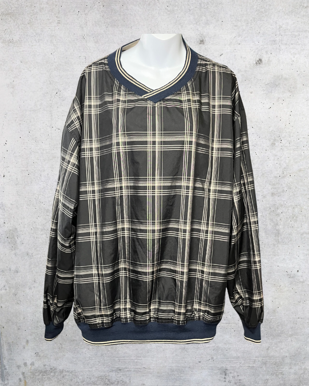 Greg Norman Plaid Windbreaker Pullover – Large