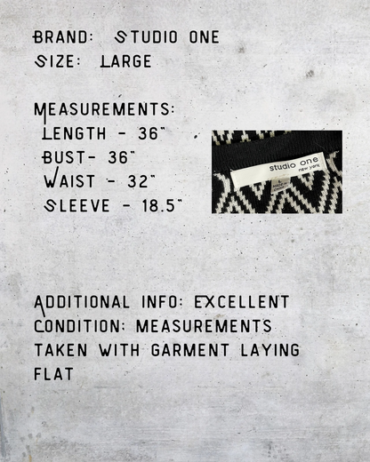 Studio One Black & White Diamond Knit Dress – Large