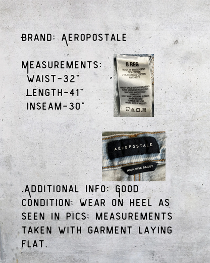 Light Wash Aeropostale High Rise Baggy Jeans – Size 8