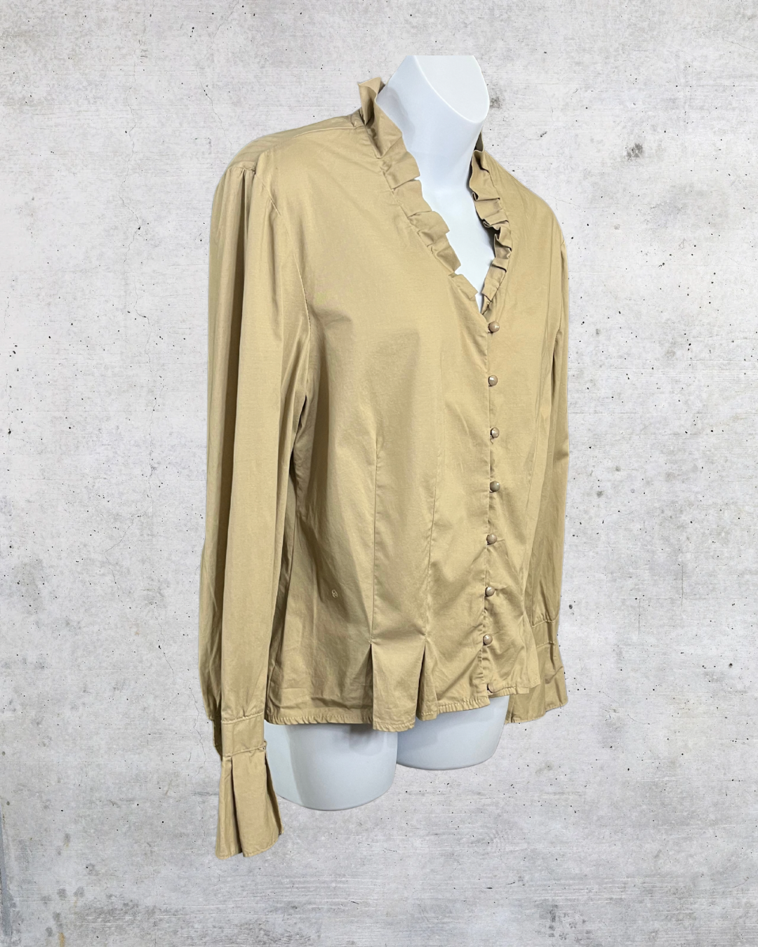 Bali Ruffle-Neck Button Blouse - Size 10