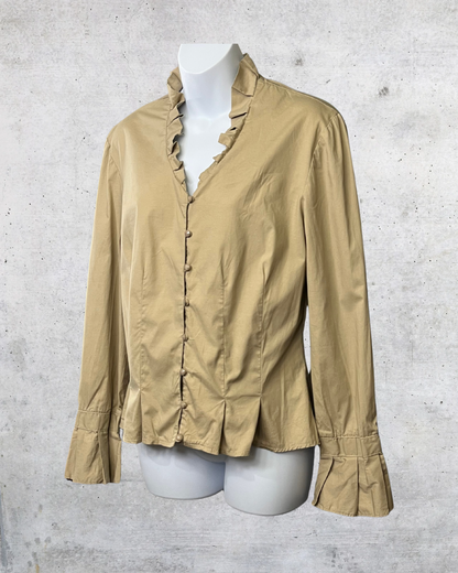 Bali Ruffle-Neck Button Blouse - Size 10