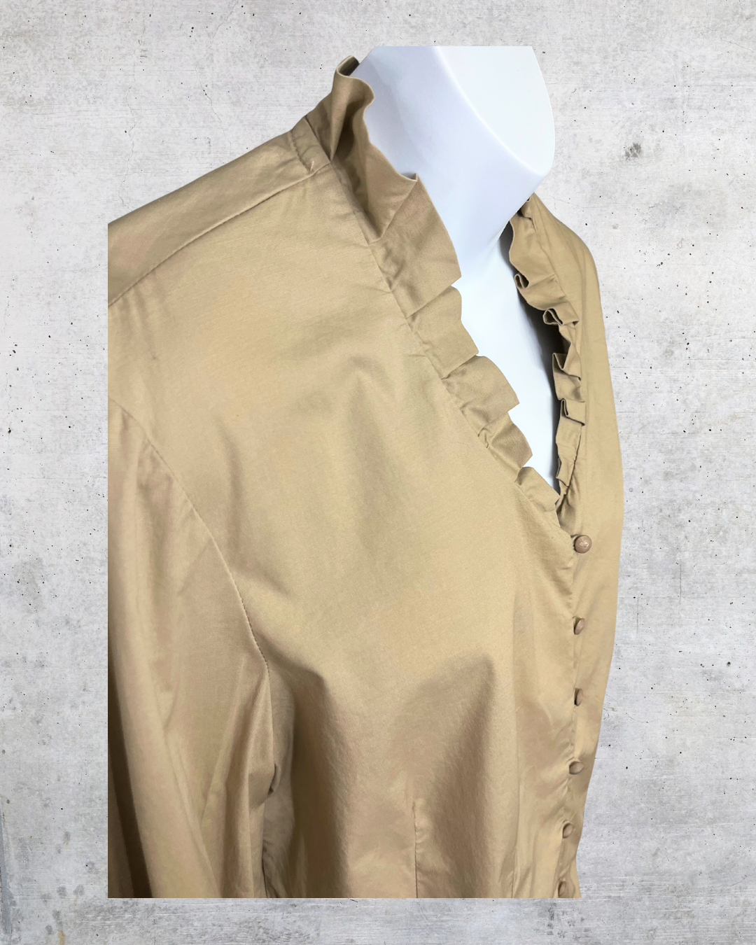 Bali Ruffle-Neck Button Blouse - Size 10