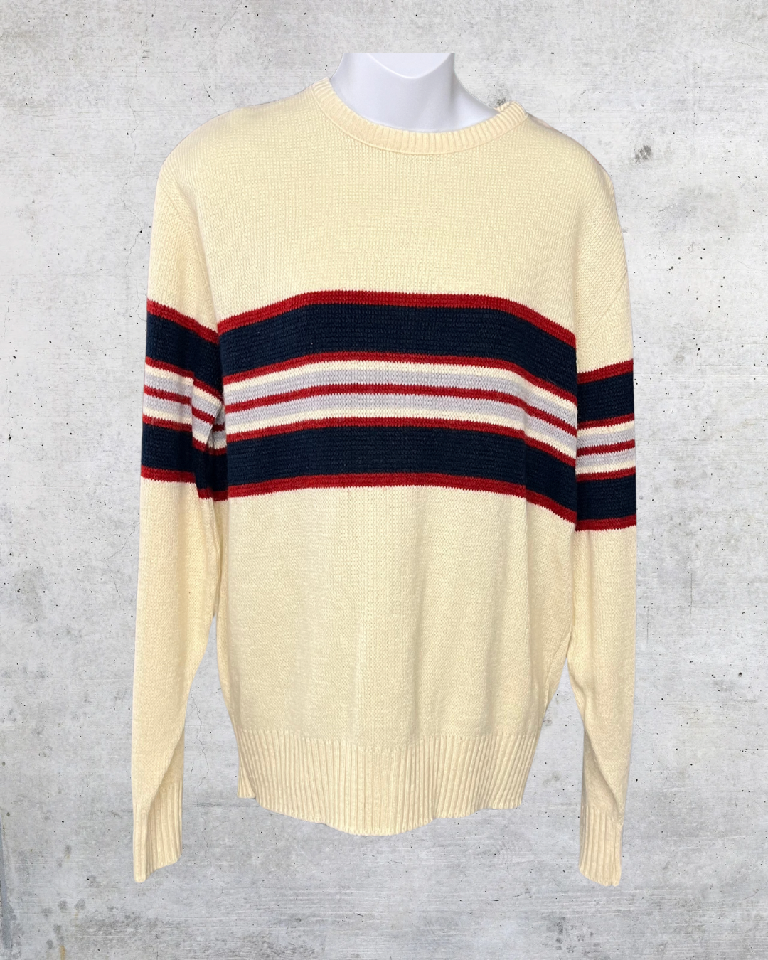 Vintage Campusport Cream Stripe Sweater – Large