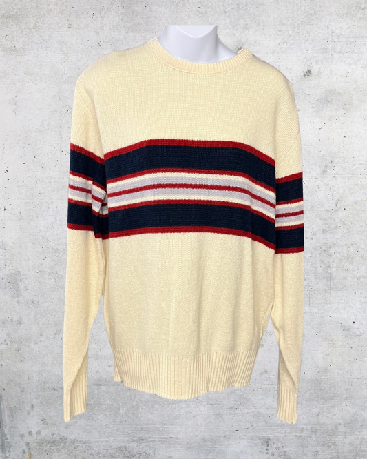 Vintage Campusport Cream Stripe Sweater – Large