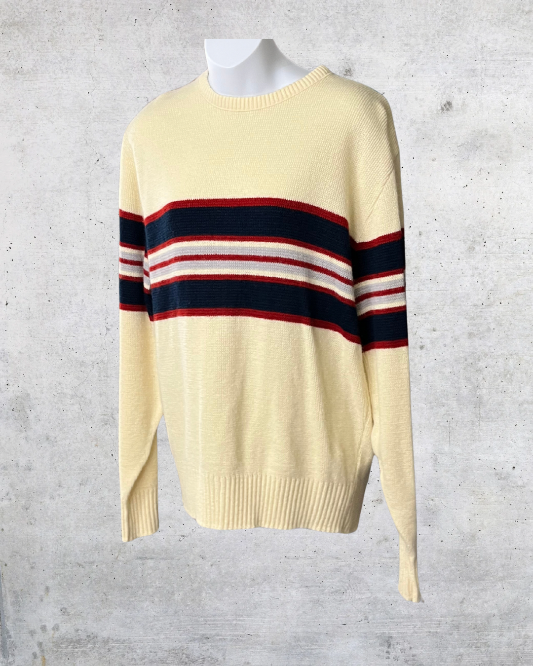 Vintage Campusport Cream Stripe Sweater – Large