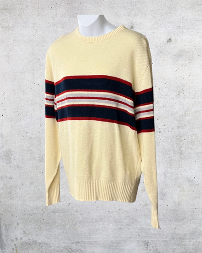 Vintage Campusport Cream Stripe Sweater – Large