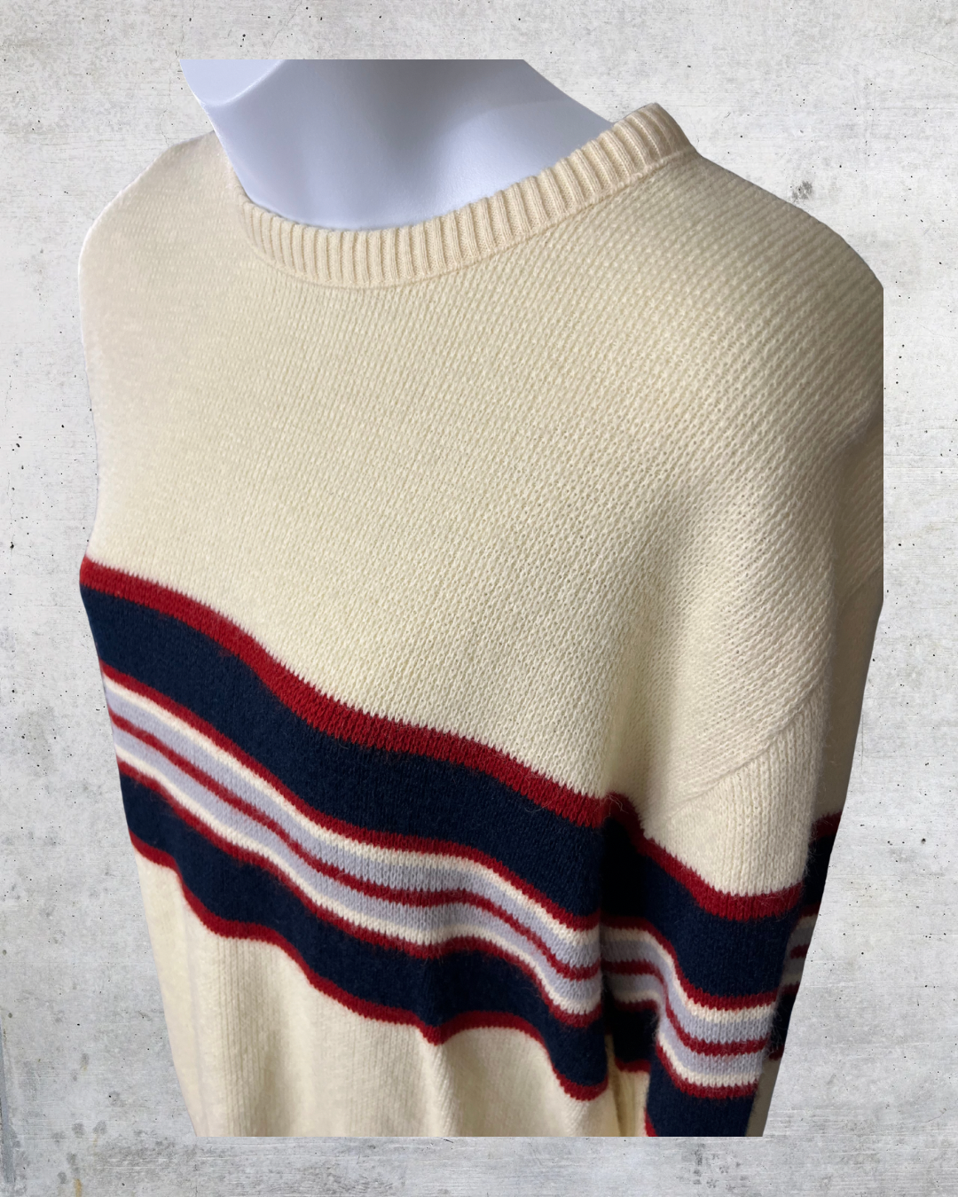 Vintage Campusport Cream Stripe Sweater – Large