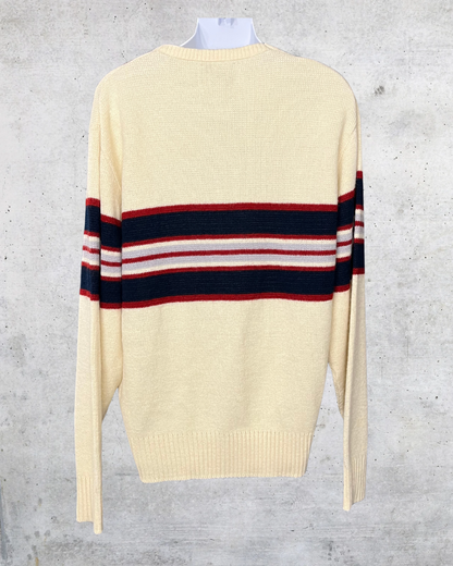 Vintage Campusport Cream Stripe Sweater – Large