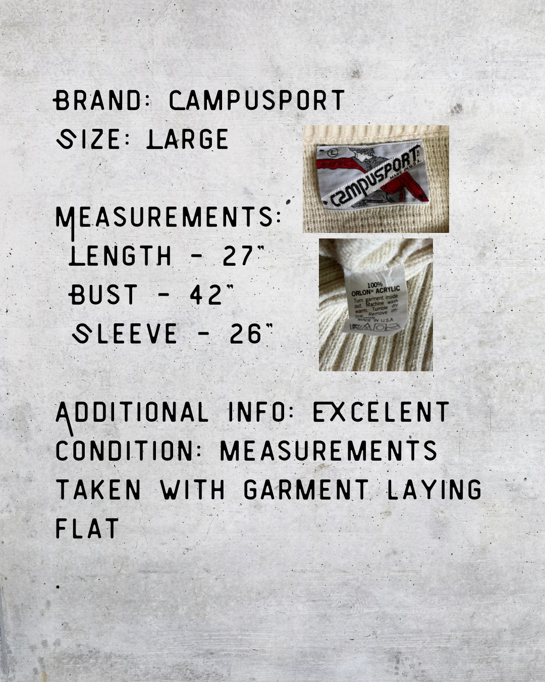 Vintage Campusport Cream Stripe Sweater – Large