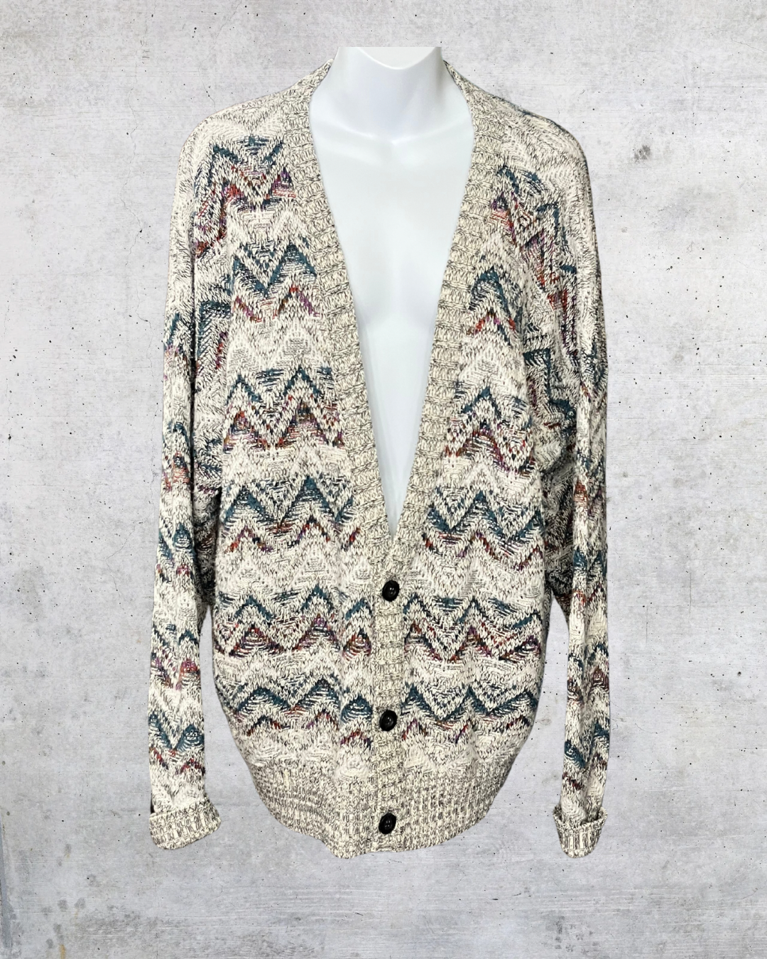 Bugle Boy Textured Chevron Knit Cardigan - XL