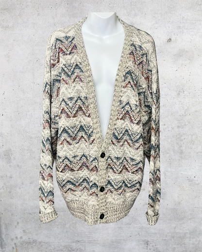 Bugle Boy Textured Chevron Knit Cardigan - XL