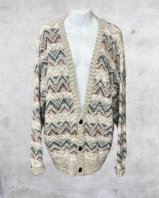 Bugle Boy Textured Chevron Knit Cardigan - XL