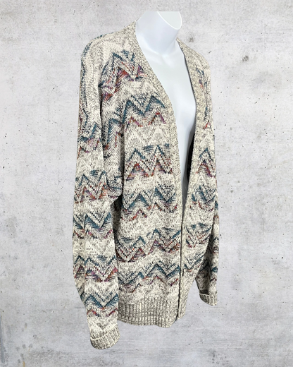 Bugle Boy Textured Chevron Knit Cardigan - XL