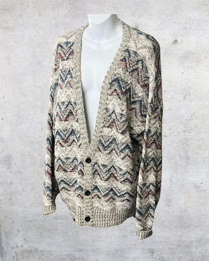Bugle Boy Textured Chevron Knit Cardigan - XL