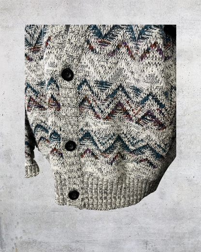 Bugle Boy Textured Chevron Knit Cardigan - XL