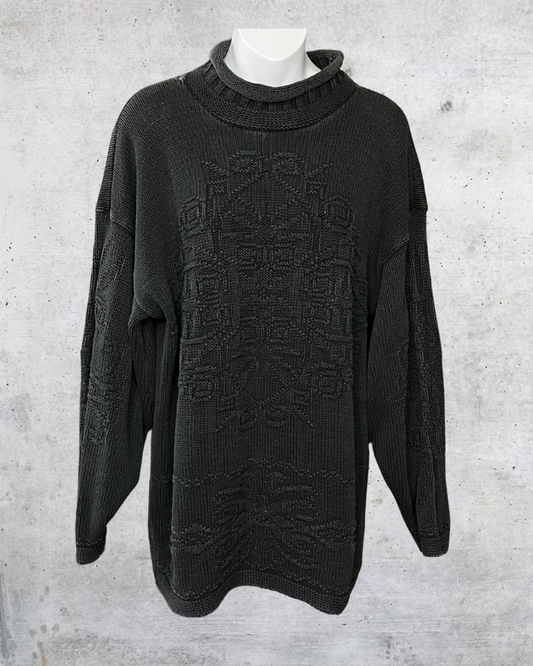 Vintage 90s Hunt Club Textured Knit Turtleneck Sweater - Large