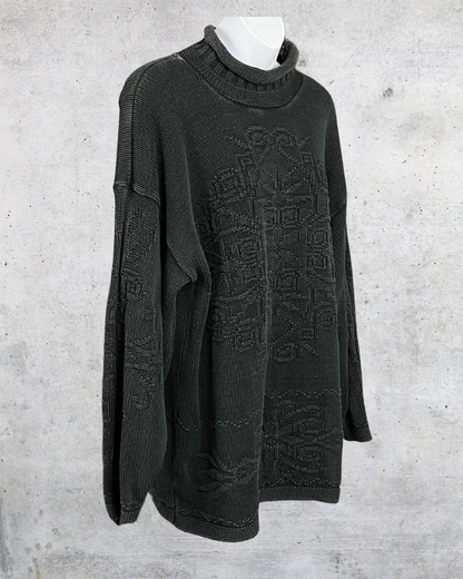 Vintage 90s Hunt Club Textured Knit Turtleneck Sweater - Large